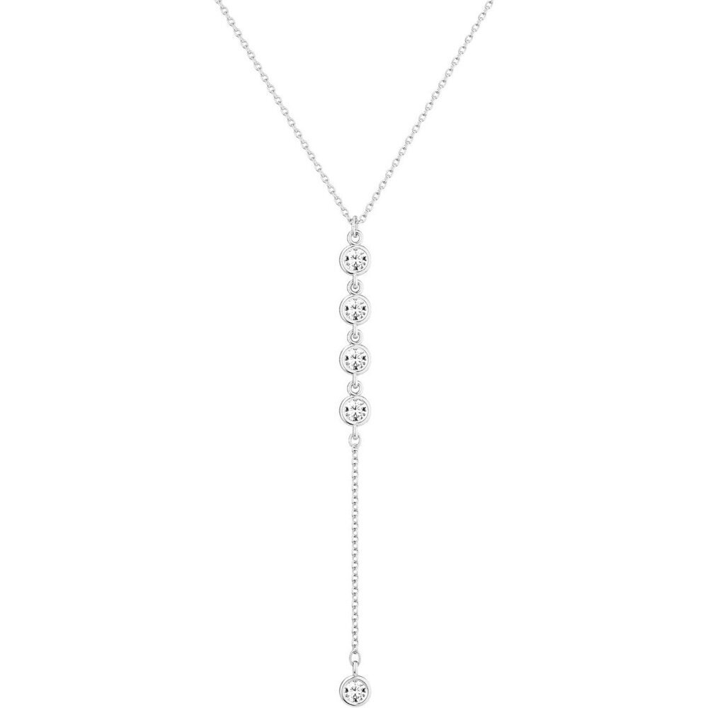 Women's Silver Long Y-Shaped Pendant Trendy Layered Beaded Chain Necklace